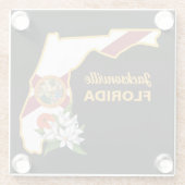 Aangepaste tekst Florida Flag & Flower Sinaasappel Glazen Onderzetter (Achterkant)