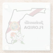Aangepaste tekst Florida Flag & Flower Sinaasappel Glazen Onderzetter (Achterkant)