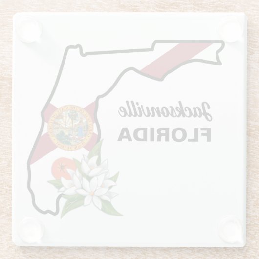 Aangepaste tekst Florida Flag & Flower Sinaasappel Glazen Onderzetter (Achterkant)