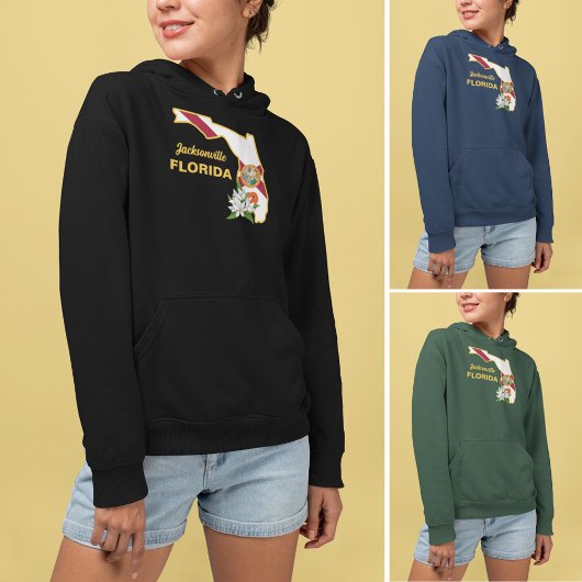 Aangepaste tekst Florida Flag & Flower Sinaasappel Hoodie