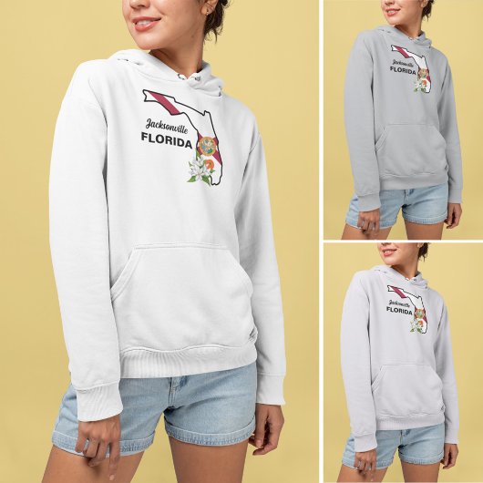 Aangepaste tekst Florida Flag & Flower Sinaasappel Hoodie