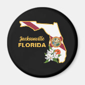 Aangepaste tekst Florida Flag & Flower Sinaasappel Magneet (Voorkant)