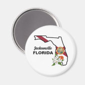 Aangepaste tekst Florida Flag & Flower Sinaasappel Magneet (Voorkant / Achterkant)