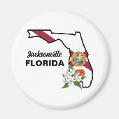 Aangepaste tekst Florida Flag & Flower Sinaasappel Magneet (Voorkant)