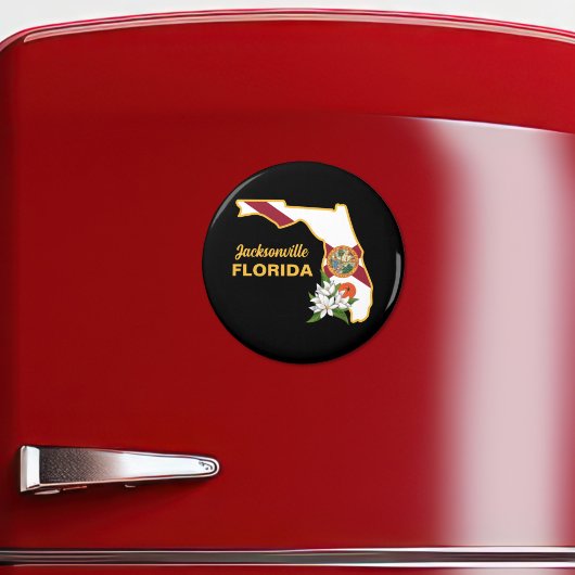 Aangepaste tekst Florida Flag & Flower Sinaasappel Magneet