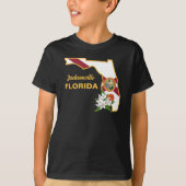 Aangepaste tekst Florida Flag & Flower Sinaasappel T-shirt (Voorkant)