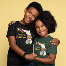 Aangepaste tekst Florida Flag & Flower Sinaasappel T-shirt