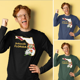 Aangepaste tekst Florida Flag & Flower Sinaasappel T-shirt