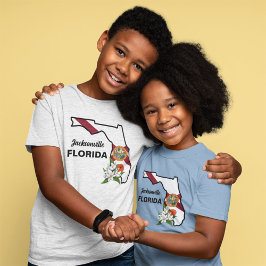 Aangepaste tekst Florida Flag & Flower Sinaasappel T-shirt