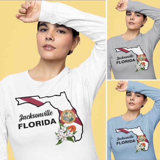 Aangepaste tekst Florida Flag & Flower Sinaasappel T-shirt