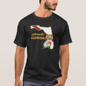 Aangepaste tekst Florida Flag & Flower Sinaasappel T-shirt (Voorkant)