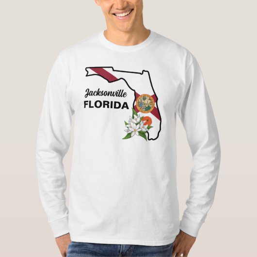 Aangepaste tekst Florida Flag & Flower Sinaasappel T-shirt (Voorkant)