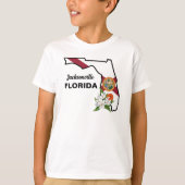 Aangepaste tekst Florida Flag & Flower Sinaasappel T-shirt (Voorkant)