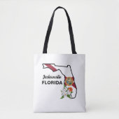 Aangepaste tekst Florida Flag & Flower Sinaasappel Tote Bag (Voorkant)
