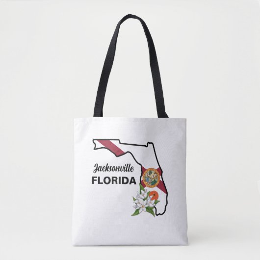 Aangepaste tekst Florida Flag & Flower Sinaasappel Tote Bag (Voorkant)