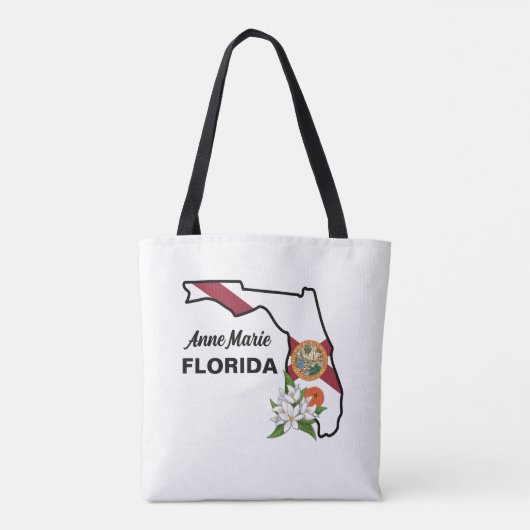Aangepaste tekst Florida Flag & Flower Sinaasappel Tote Bag (Achterkant)