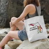 Aangepaste tekst Florida Flag & Flower Sinaasappel Tote Bag