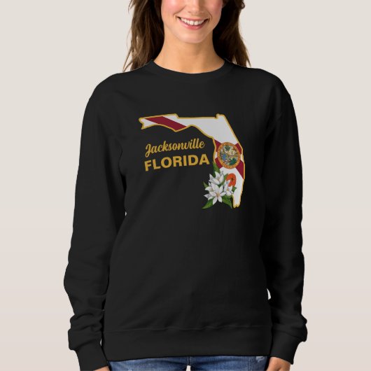 Aangepaste tekst Florida Flag & Flower Sinaasappel Trui (Voorkant)