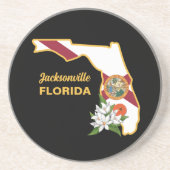 Aangepaste tekst Florida Flag & Flower Sinaasappel Zandsteen Onderzetter (Voorkant)