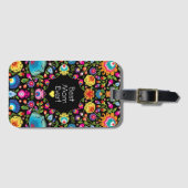 Aangepaste tekst, folklore bloemen bagagelabel (Voorkant (horizontaal))
