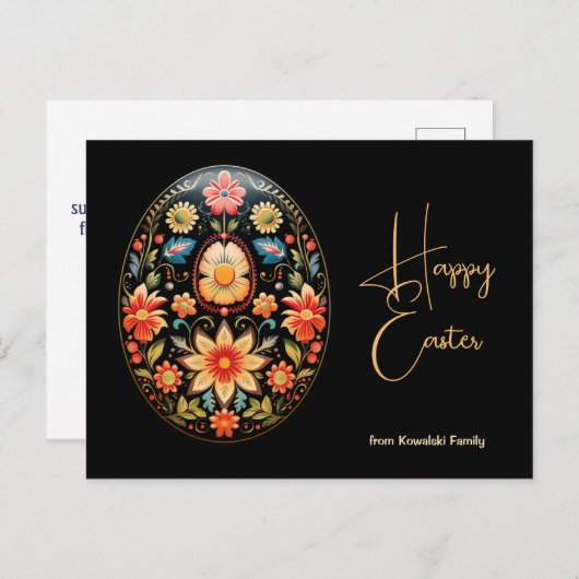 Aangepaste tekst Folklore Blossom Pasen Groeten Briefkaart (Voorkant / Achterkant)