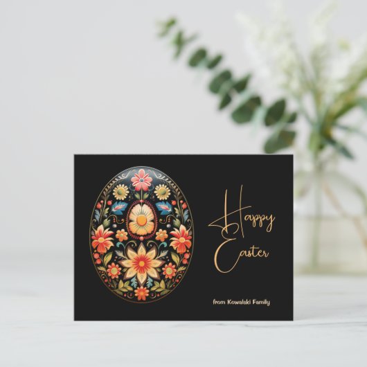 Aangepaste tekst Folklore Blossom Pasen Groeten Briefkaart (Staand voorkant)