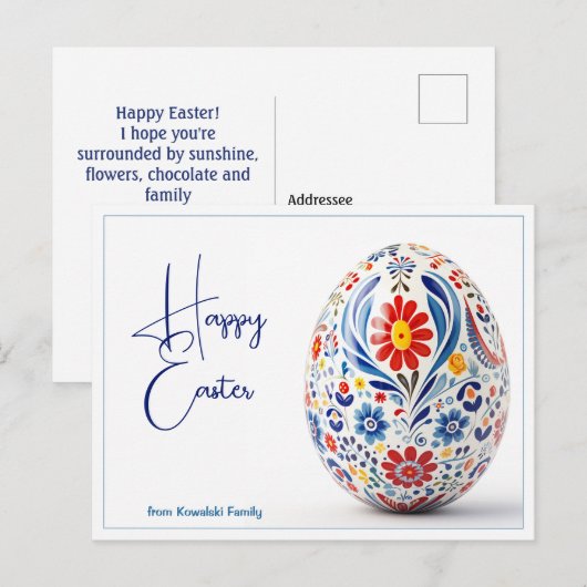 Aangepaste tekst Folklore Blossom Pasen Groeten Briefkaart (Voorkant / Achterkant)