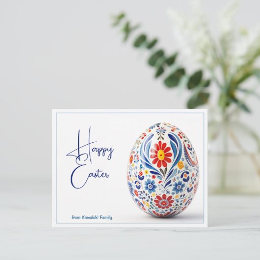 Aangepaste tekst Folklore Blossom Pasen Groeten Briefkaart (Staand voorkant)