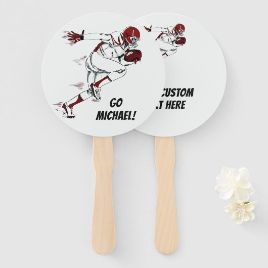 Aangepaste Tekst Football Speler hand fans Handwaaier (Voorkant en achterkant)