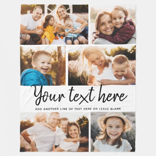 Aangepaste tekst Foto Collage Moderne Familie Keep Fleece Deken (Voorkant)