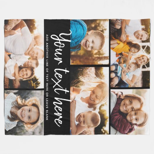 Aangepaste tekst Foto Collage Moderne Familie Keep Fleece Deken (Voorkant (Horizontaal))