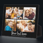 Aangepaste tekst Foto Collage Moderne Familie Keep Fotoplaat<br><div class="desc">4 van uw favoriete foto's met een trendy hand geschreven manuscript lezend uw douanebericht met uw namen of een andere hieronder details. Geweldig cadeautje voor vrienden en familie!</div>