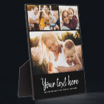 Aangepaste tekst Foto Collage Moderne Familie Keep Fotoplaat<br><div class="desc">3 van uw favoriete foto's met een trendy hand geschreven manuscript lezend uw douanebericht met uw namen of een andere hieronder details. Geweldig cadeautje voor vrienden en familie!</div>