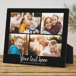 Aangepaste tekst Foto Collage Moderne Familie Keep Fotoplaat<br><div class="desc">4 van uw favoriete foto's met een trendy hand geschreven manuscript lezend uw douanebericht met uw namen of een andere hieronder details. Geweldig cadeautje voor vrienden en familie!</div>