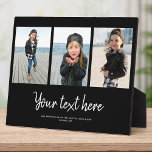 Aangepaste tekst Foto Collage Moderne Familie Keep Fotoplaat<br><div class="desc">3 van uw favoriete foto's met een trendy hand geschreven manuscript lezend uw douanebericht met uw namen of een andere hieronder details. Geweldig cadeautje voor vrienden en familie!</div>