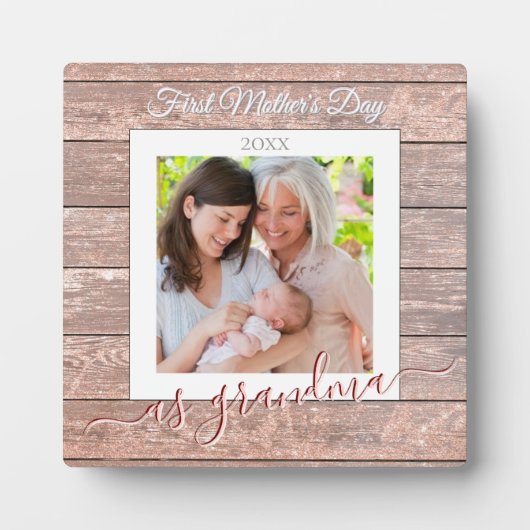 Aangepaste tekst + Foto eerste Moederdag Rustige c Fotoplaat (Voorkant)