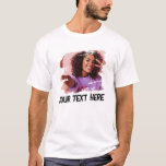 Aangepaste tekst foto-kromme T-shirt<br><div class="desc">Geweldig cadeau voor je vriendje! Het gezegde van de foto T-shirt van de douane uw eigen douanebericht of tekst in koele grunge typografie afbeelding in een gekneusde koele maskeruitsnede. Eenvoudige en eenvoudige aanpassing!</div>