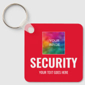 Aangepaste tekst Foto Logo Security Sjabloon Squar Sleutelhanger (Voorkant)