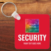 Aangepaste tekst Foto Logo Security Sjabloon Squar Sleutelhanger (Voorkant)