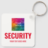 Aangepaste tekst Foto Logo Security Sjabloon Squar Sleutelhanger (Achterkant)