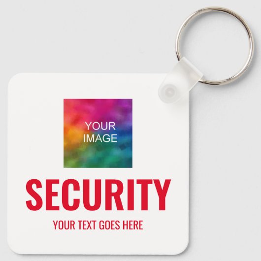 Aangepaste tekst Foto Logo Security Sjabloon Squar Sleutelhanger (Achterkant)