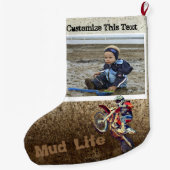 Aangepaste tekst Foto/Motorcycle Mannen Jongen Spo Grote Kerstsok (Achterkant)