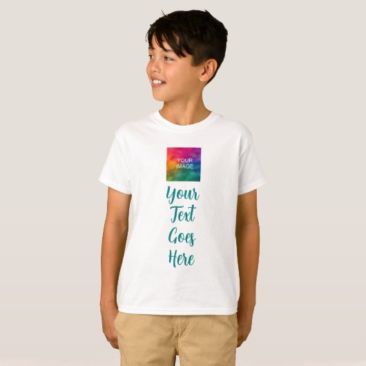 Aangepaste tekst Foto Typografie Script Boys Kinde T-shirt (Voorkant volledig)