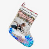 Aangepaste tekst/foto van het strand van het eilan grote kerstsok (Voorkant (Hangend))