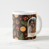 Aangepaste tekst Foto Winter Botanische Patroon Grote Koffiekop (Voorkant rechts)