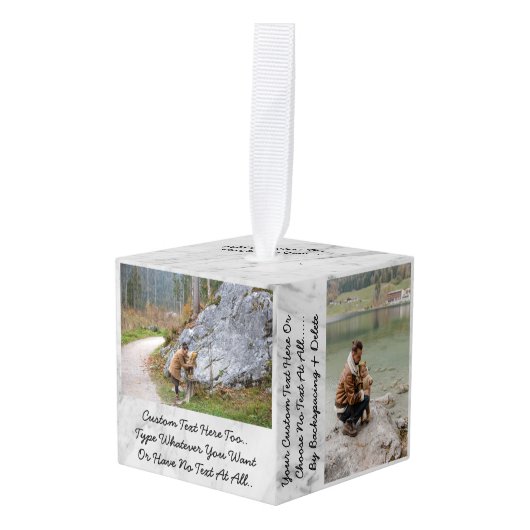 Aangepaste tekst/foto's marmer Grey White Stone Decoratie (Voorkant hoekig)