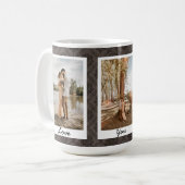 Aangepaste tekst/foto's Victoriaans  bruin damast Koffiemok (Voorkant links)