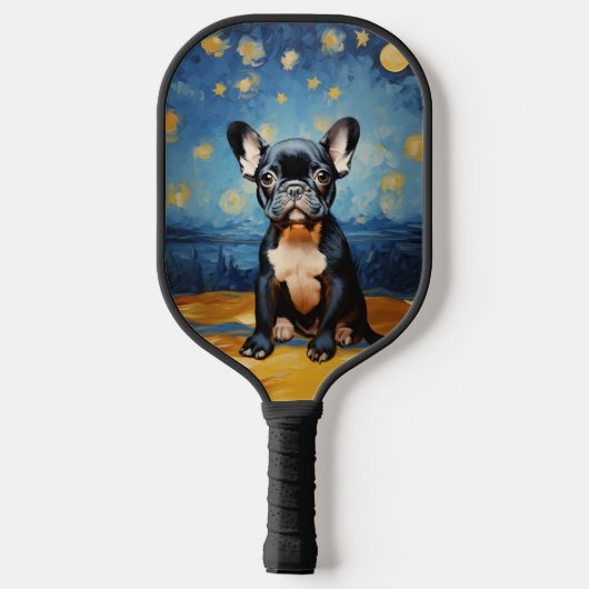 🐕 aangepaste tekst, franse puppy pickleball paddle (Achterkant)