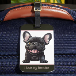 Aangepaste tekst 🐶Frenchie puppy Bagagelabel
