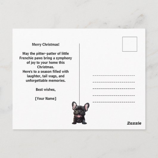 Aangepaste tekst 🐶Frenchie puppy Verjaardag Briefkaart (Achterkant)